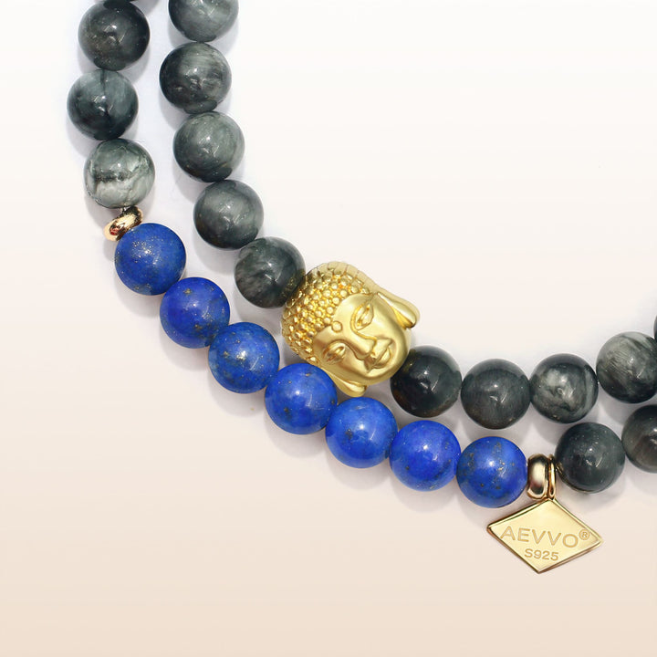 Awakening in Tranquility-Lapis Lazuli Third Eye Chakra Double Wrap Bracelet