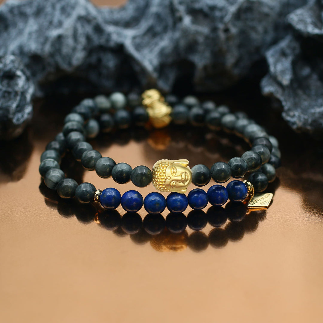 Awakening in Tranquility-Lapis Lazuli Third Eye Chakra Double Wrap Bracelet