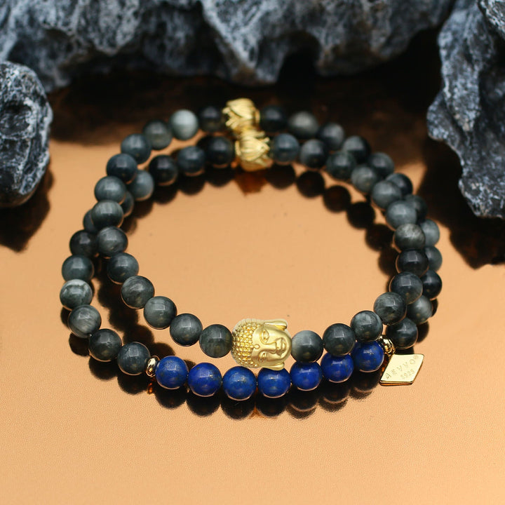 Awakening in Tranquility-Lapis Lazuli Third Eye Chakra Double Wrap Bracelet