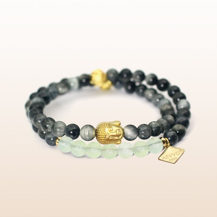 Awakening in Tranquility-Prehnite Heart Chakra Double Wrap Bracelet