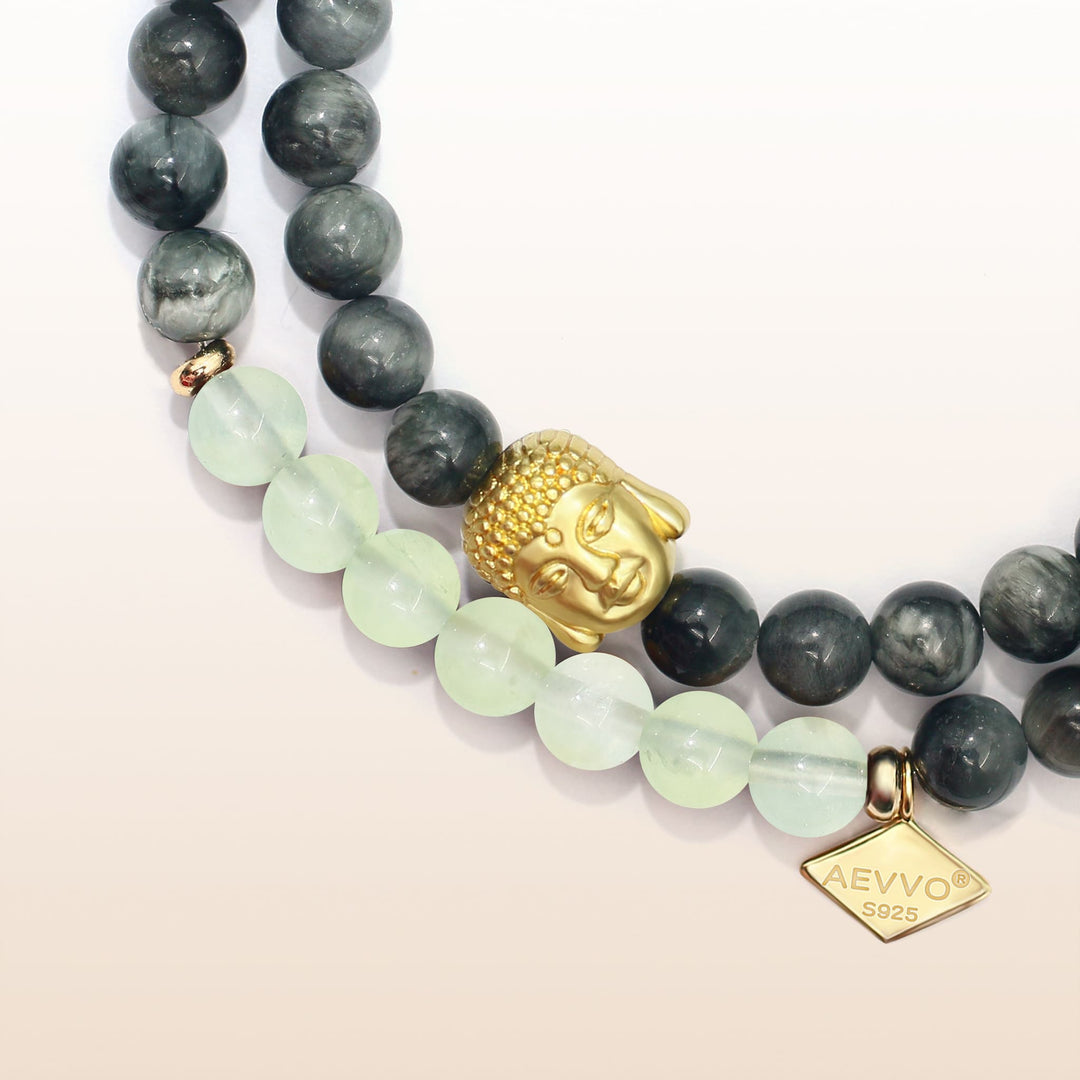 Awakening in Tranquility-Prehnite Heart Chakra Double Wrap Bracelet