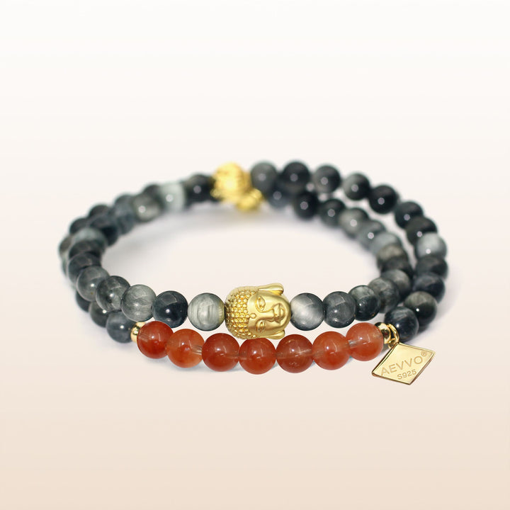 Awakening in Tranquility-Rabbit Hair Quartz Sacral Chakra Double Wrap Bracelet