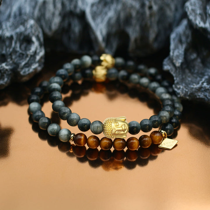 Awakening in Tranquility-Yellow Tiger Eye Solar Plexus Chakra Double Wrap Bracelet