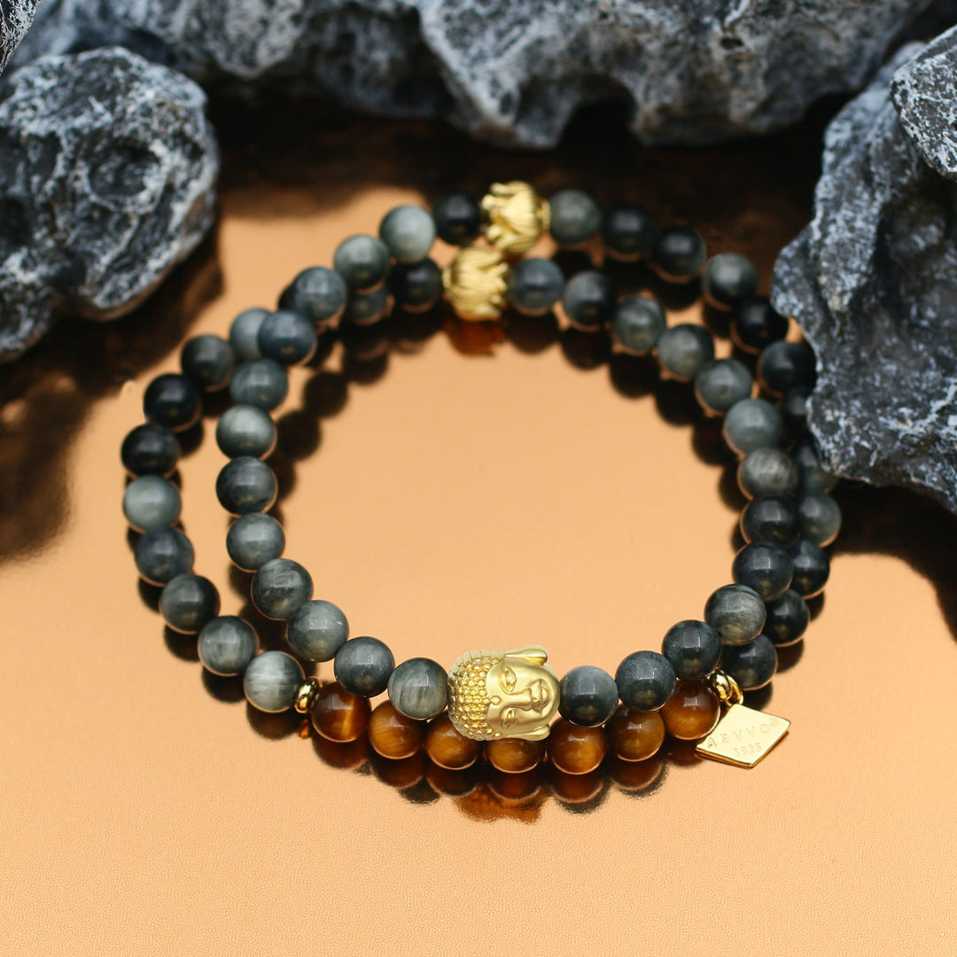 Awakening in Tranquility-Yellow Tiger Eye Solar Plexus Chakra Double Wrap Bracelet