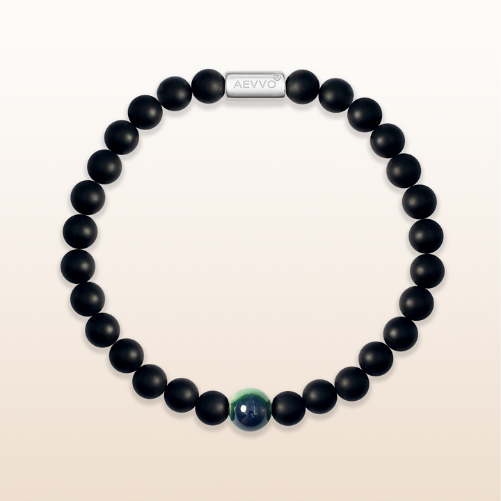 Balance Guidance -Silver Matte Black Agate Evil Eye Bracelet Ⅰ