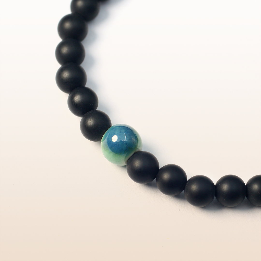 Balance Guidance -Silver Matte Black Agate Evil Eye Bracelet Ⅰ