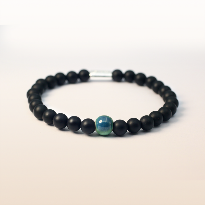 Balance Guidance -Silver Matte Black Agate Evil Eye Bracelet Ⅰ