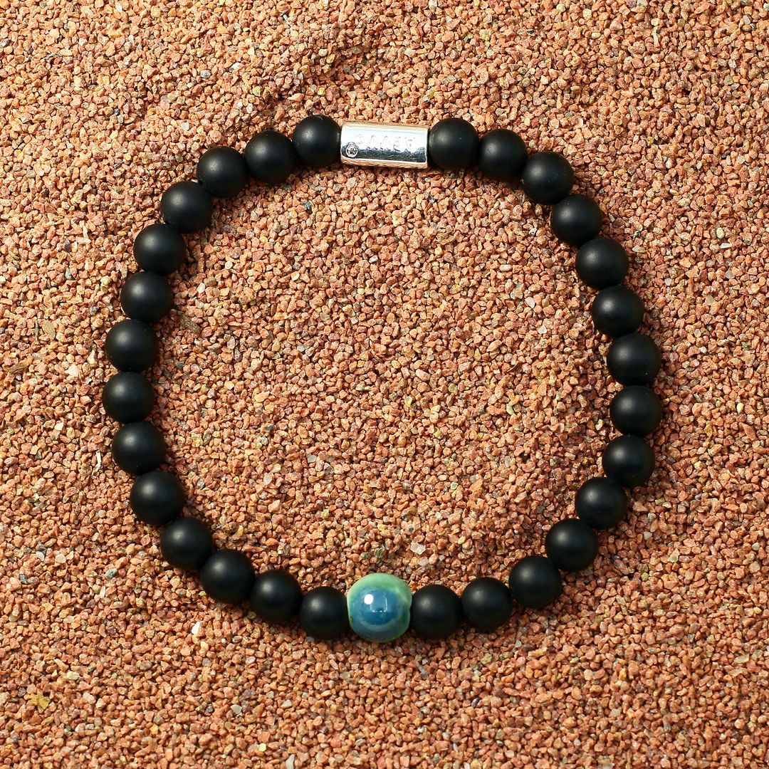 Balance Guidance -Silver Matte Black Agate Evil Eye Bracelet Ⅰ