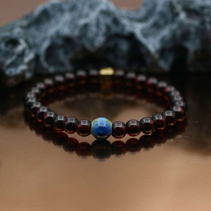 Garnet January Birthstone Evil Eye Bracelet