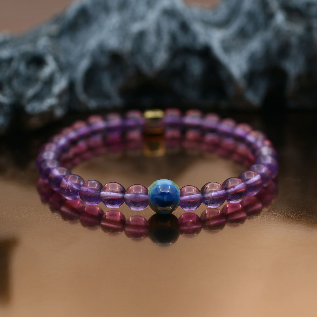 Amethyst February Birthstone Evil Eye Bracelet