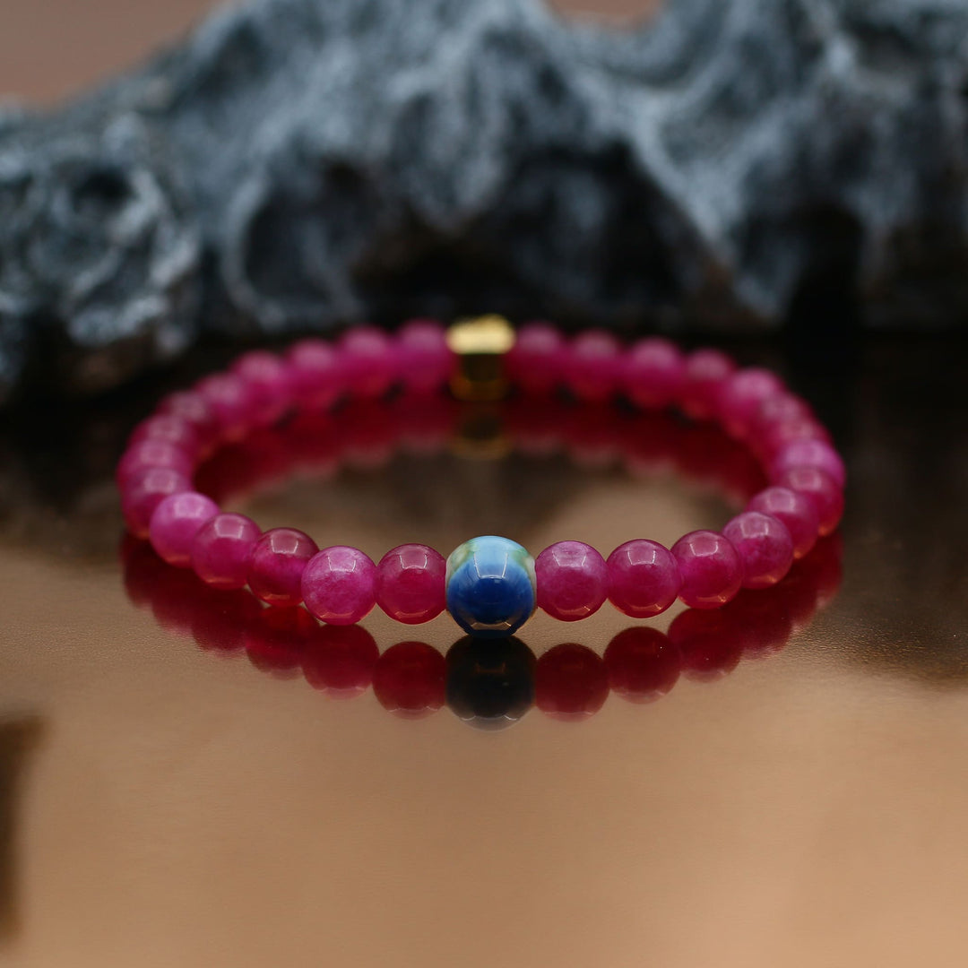 Pink Tourmaline October Birthstone Evil Eye Bracelet