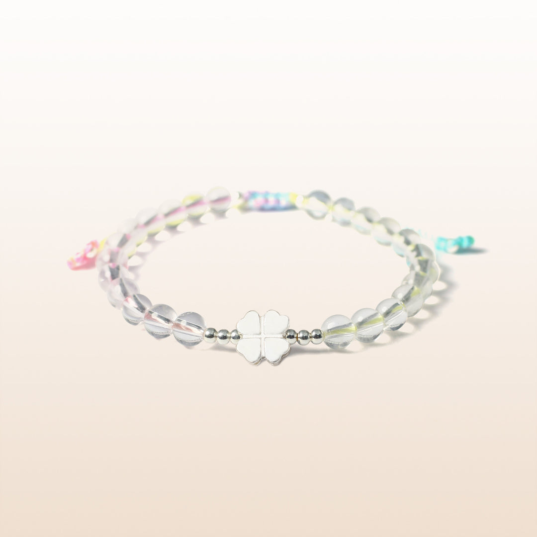 Blessed luck - Four Leaf Clover Colorful Rope Quartz Kid's Bracelet