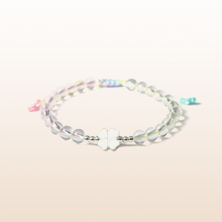 Blessed luck - Four Leaf Clover Colorful Rope Quartz Kid's Bracelet