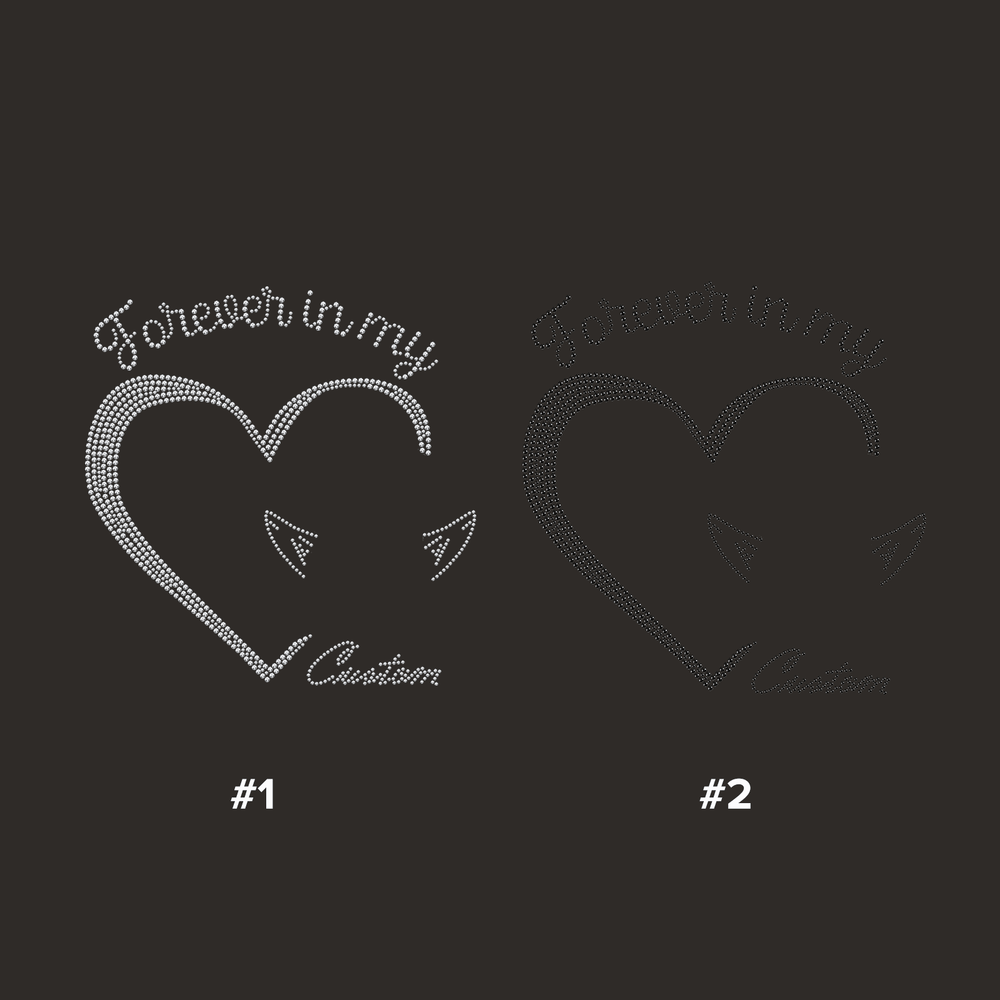 Second finished product view for Pet Memorial Bling Unisex Tee With Forever in my Heart Printing