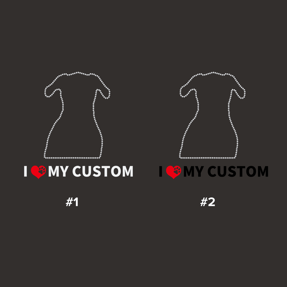 Second finished product view for I Love my Pet Unisex Tee With 3D Custom Text and Bling Pet Photo
