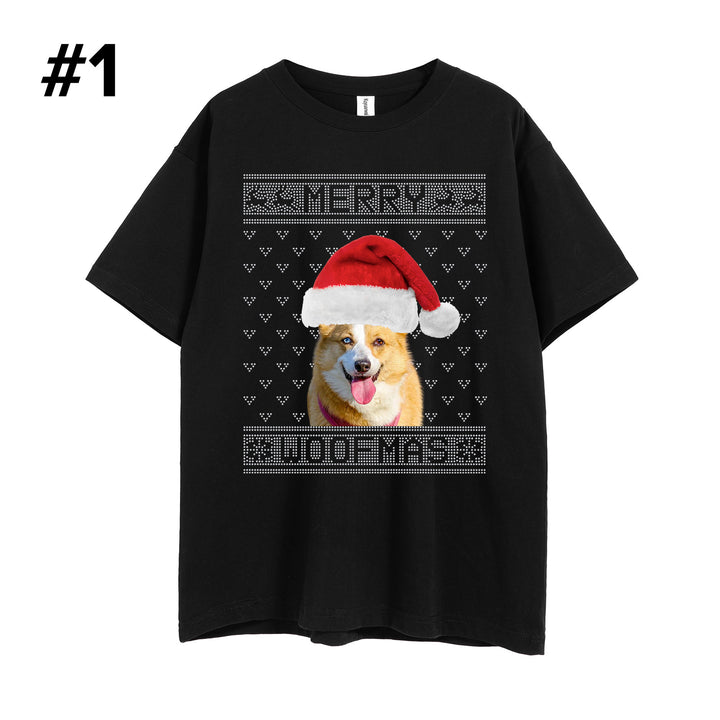 Custom Bling Merry Woofmas Unisex Tee, Personalized Photo