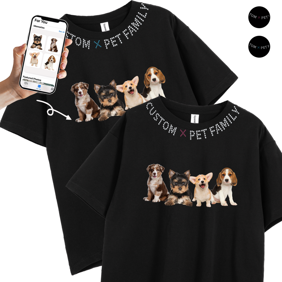 Custom Bling Pet Family Unisex T-Shirts with Pet Photo and Name
