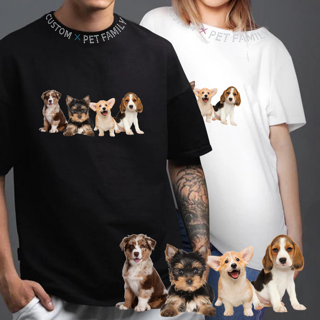 Custom Bling Pet Family Unisex T-Shirts with Pet Photo and Name