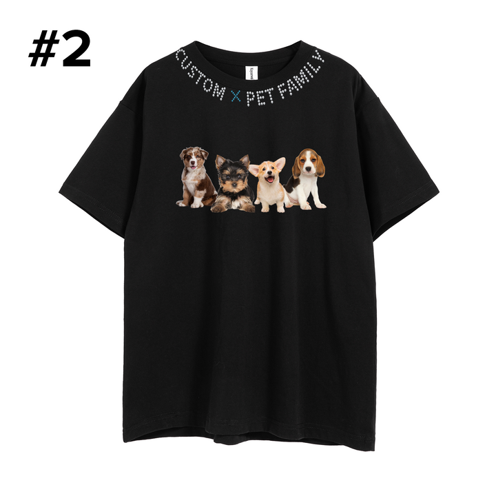 Custom Bling Pet Family Unisex T-Shirts with Pet Photo and Name