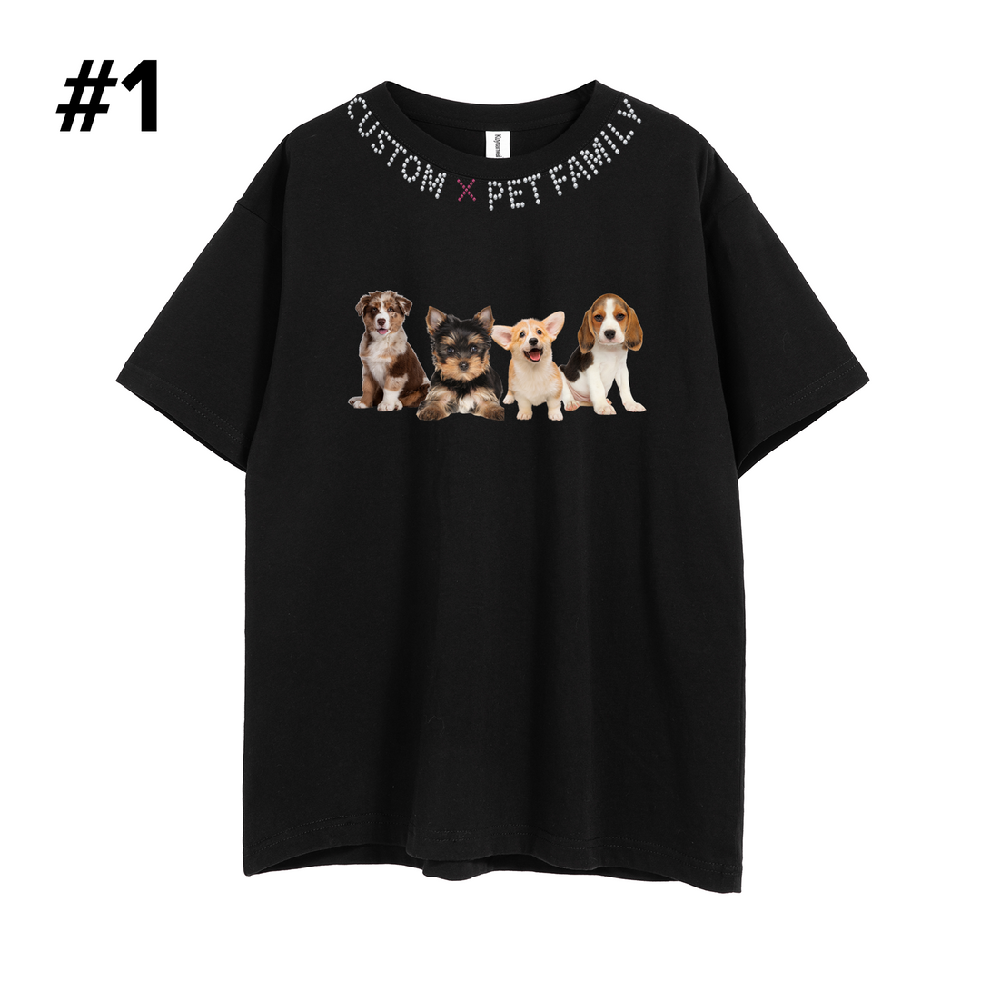 Custom Bling Pet Family Unisex T-Shirts with Pet Photo and Name