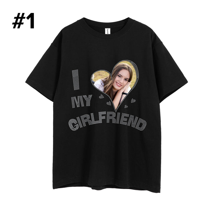 Custom Bling Valentine's Day Unisex Tee with Personalized Photo and Text