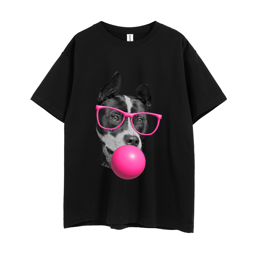 Custom Cool Pet with Glasses Blowing Bubble Gum Unisex T-shirt With Your Pet Face