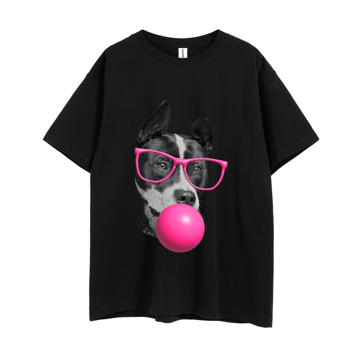 Custom Cool Pet with Glasses Blowing Bubble Gum Unisex T-shirt With Your Pet Face