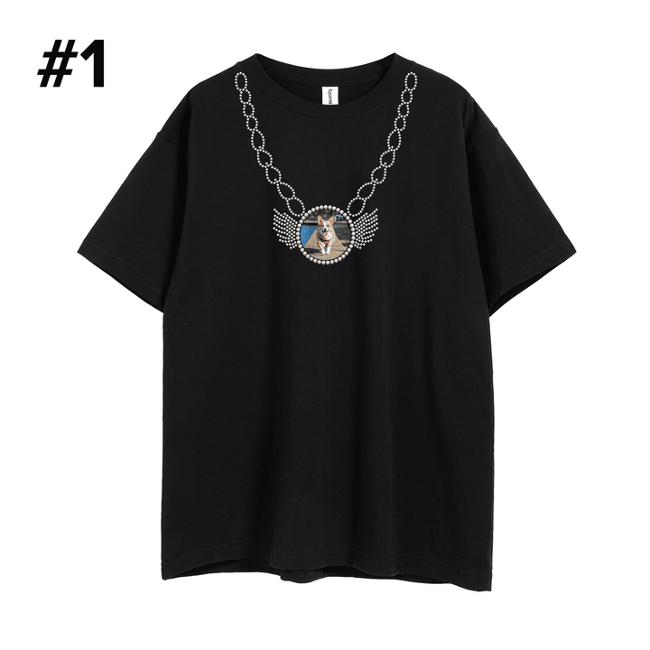 Custom Photo Personalized Bling Necklace Memorial Unisex T-Shirt