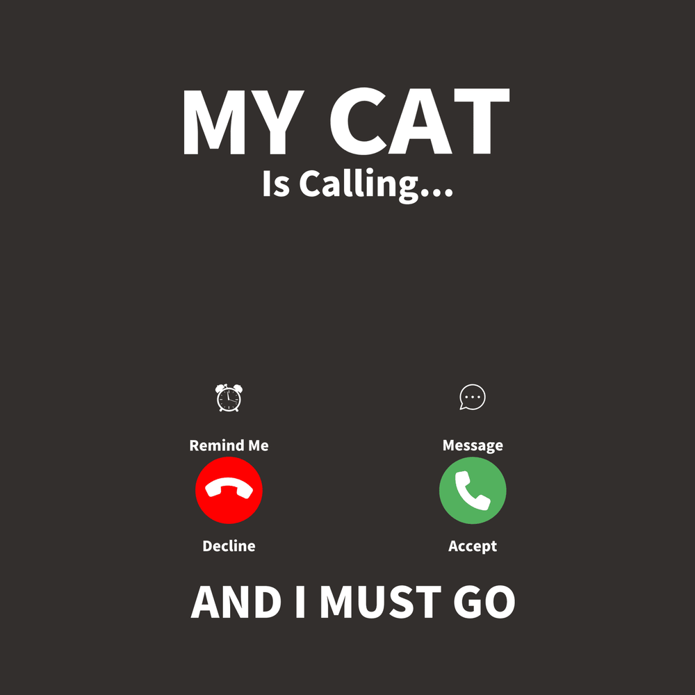 Second finished product view for My Pet is Calling Me and I Have to go Unisex T-shirt With Cat Face
