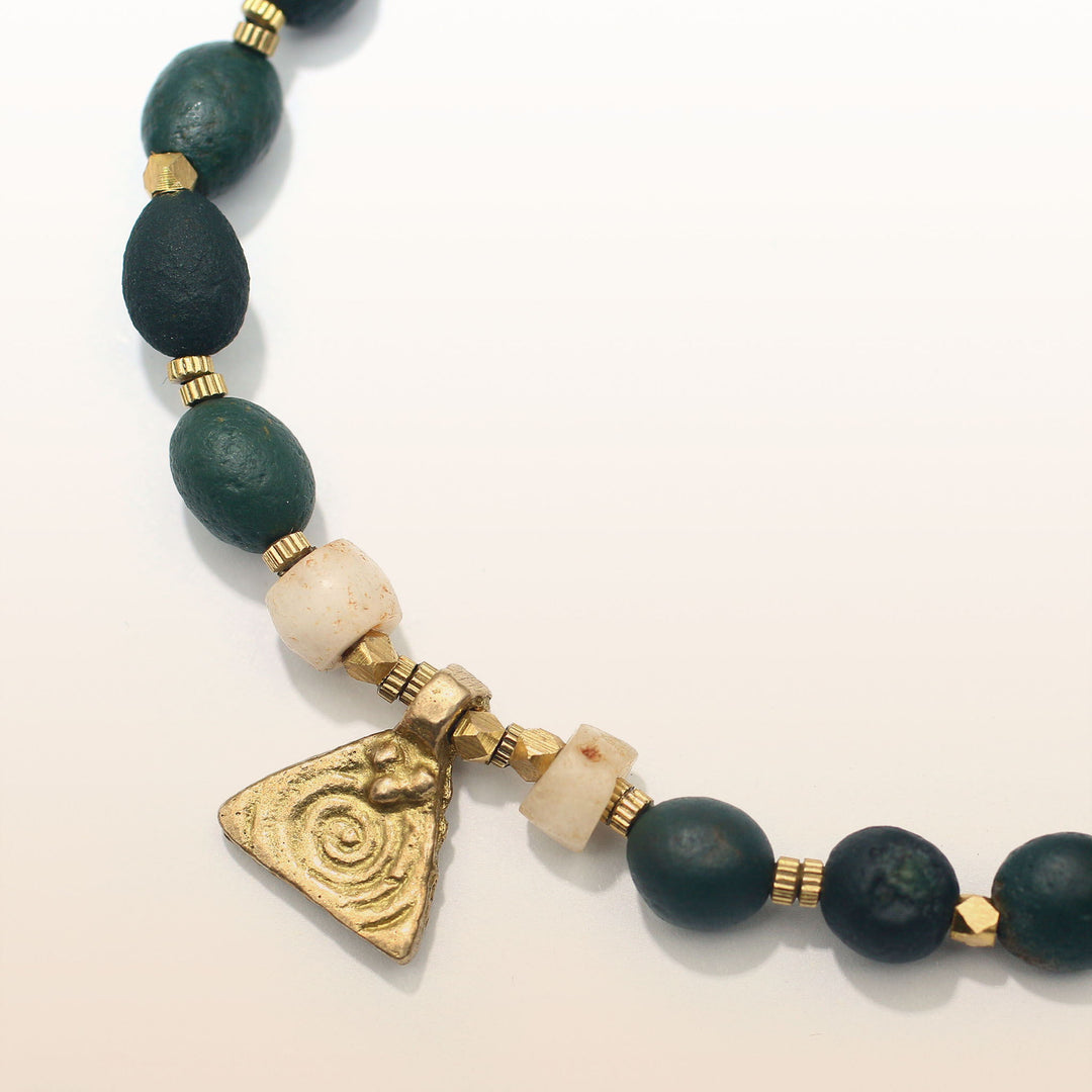 Green Agate Bracelet With Triangular Symbol