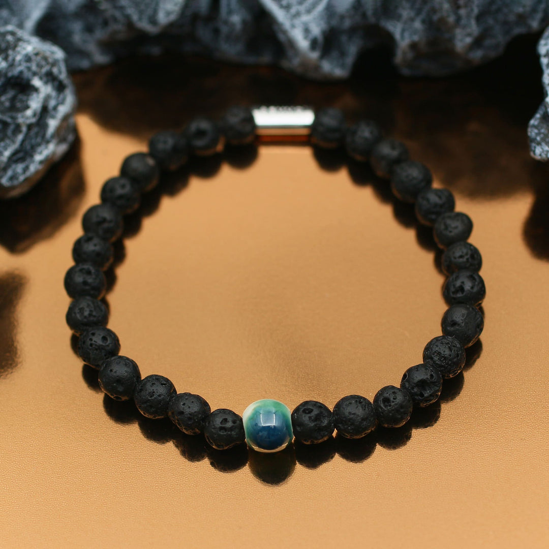 Grounding Energy - Silver Lava Evil Eye Bracelet Ⅰ