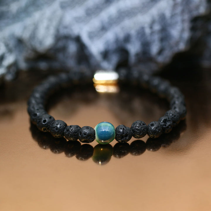 Grounding Energy - Silver Lava Evil Eye Bracelet Ⅰ