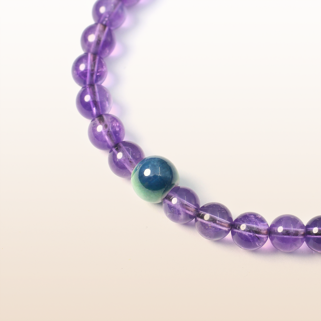 Guard Calm-Silver Amethyst Evil Eye Bracelet Ⅰ