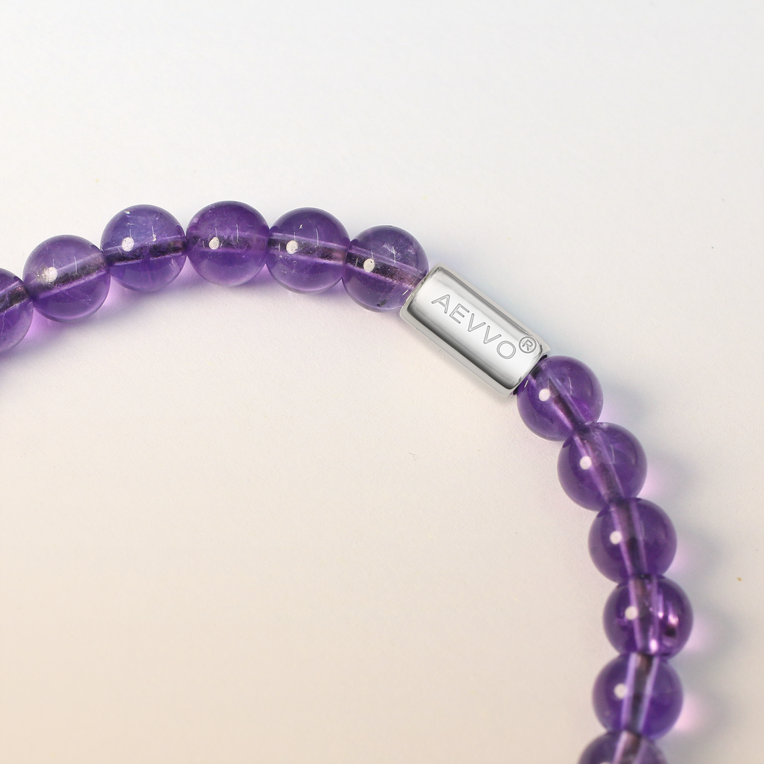 Guard Calm-Silver Amethyst Evil Eye Bracelet Ⅰ