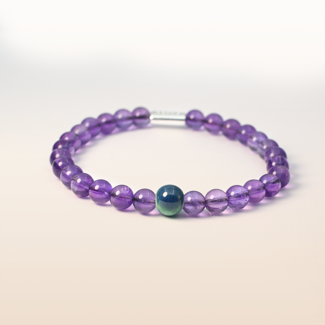 Guard Calm-Silver Amethyst Evil Eye Bracelet Ⅰ