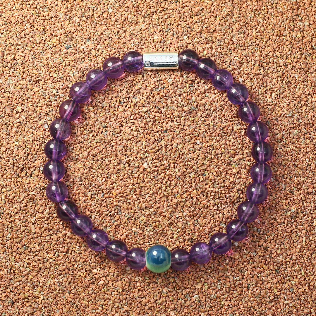 Guard Calm-Silver Amethyst Evil Eye Bracelet Ⅰ