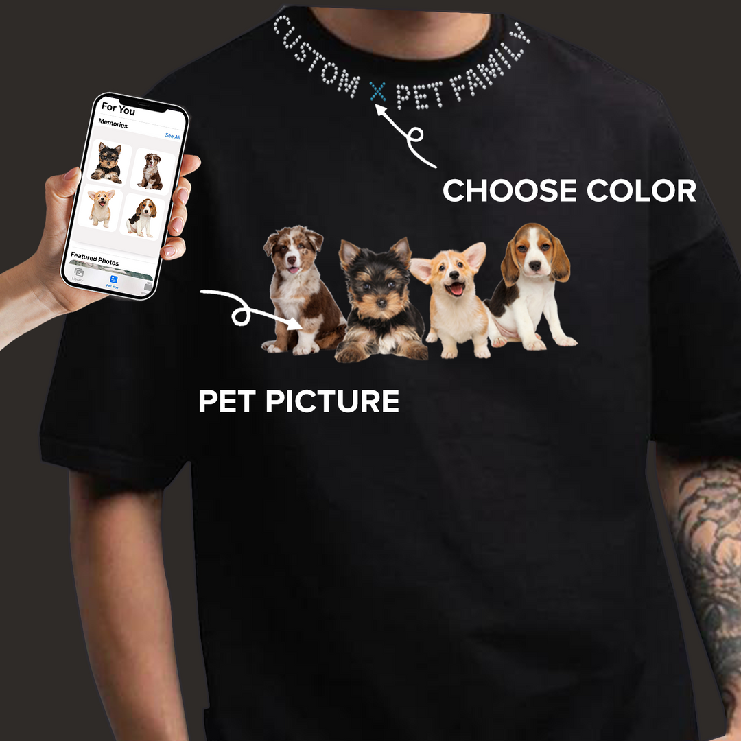 Custom Bling Pet Family Unisex T-Shirts with Pet Photo and Name