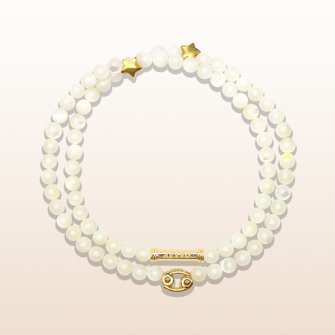 Mother of Pearl Cancer Lucky Stone Double Wrap Bracelet