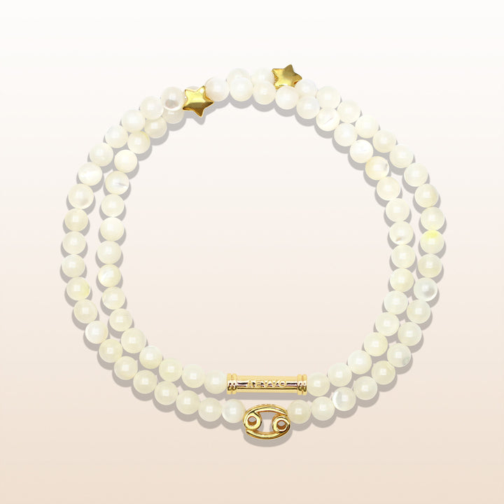 Mother of Pearl Cancer Lucky Stone Double Wrap Bracelet