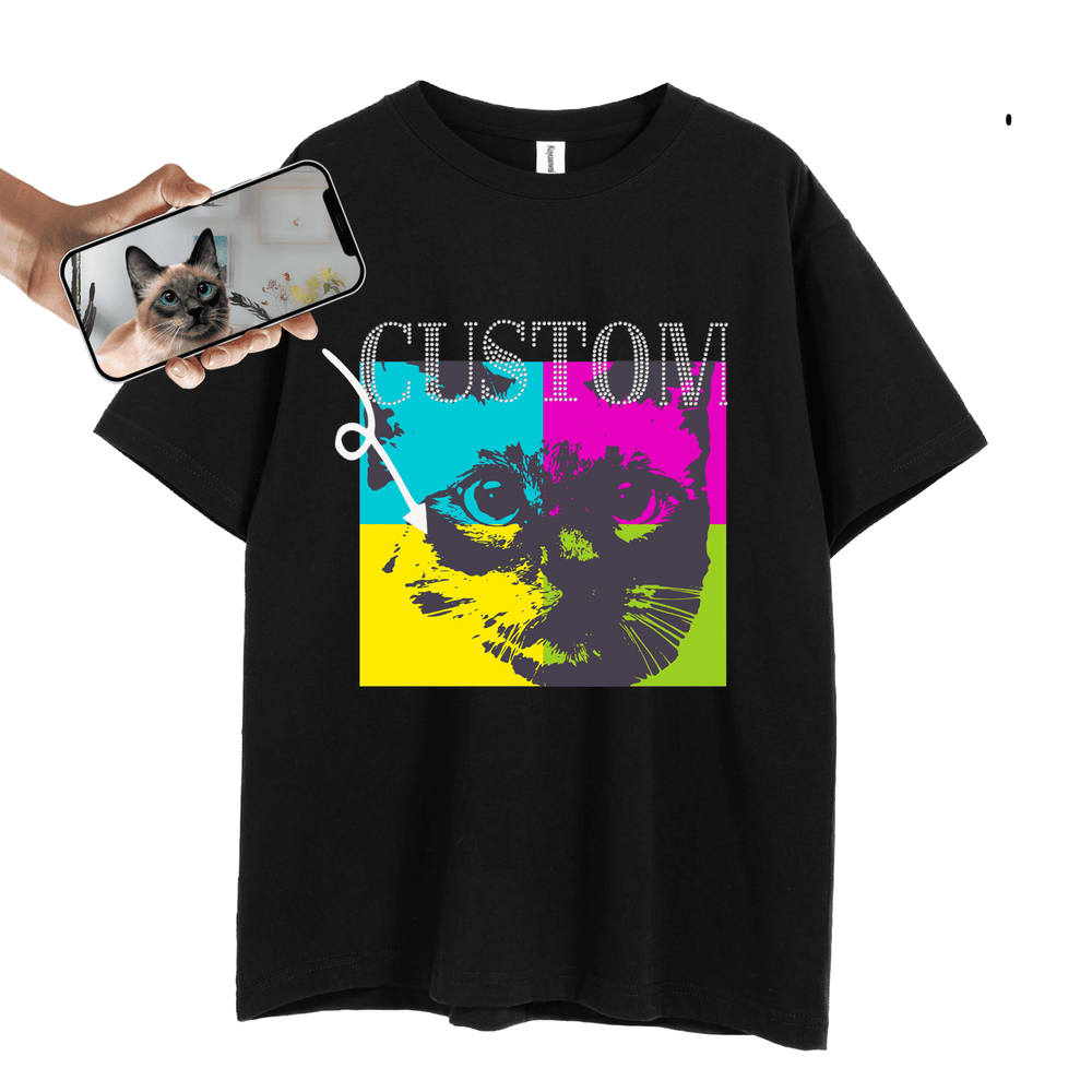 Second finished product view for Personalized Portrait Pop Art Bling Unisex T-Shirt