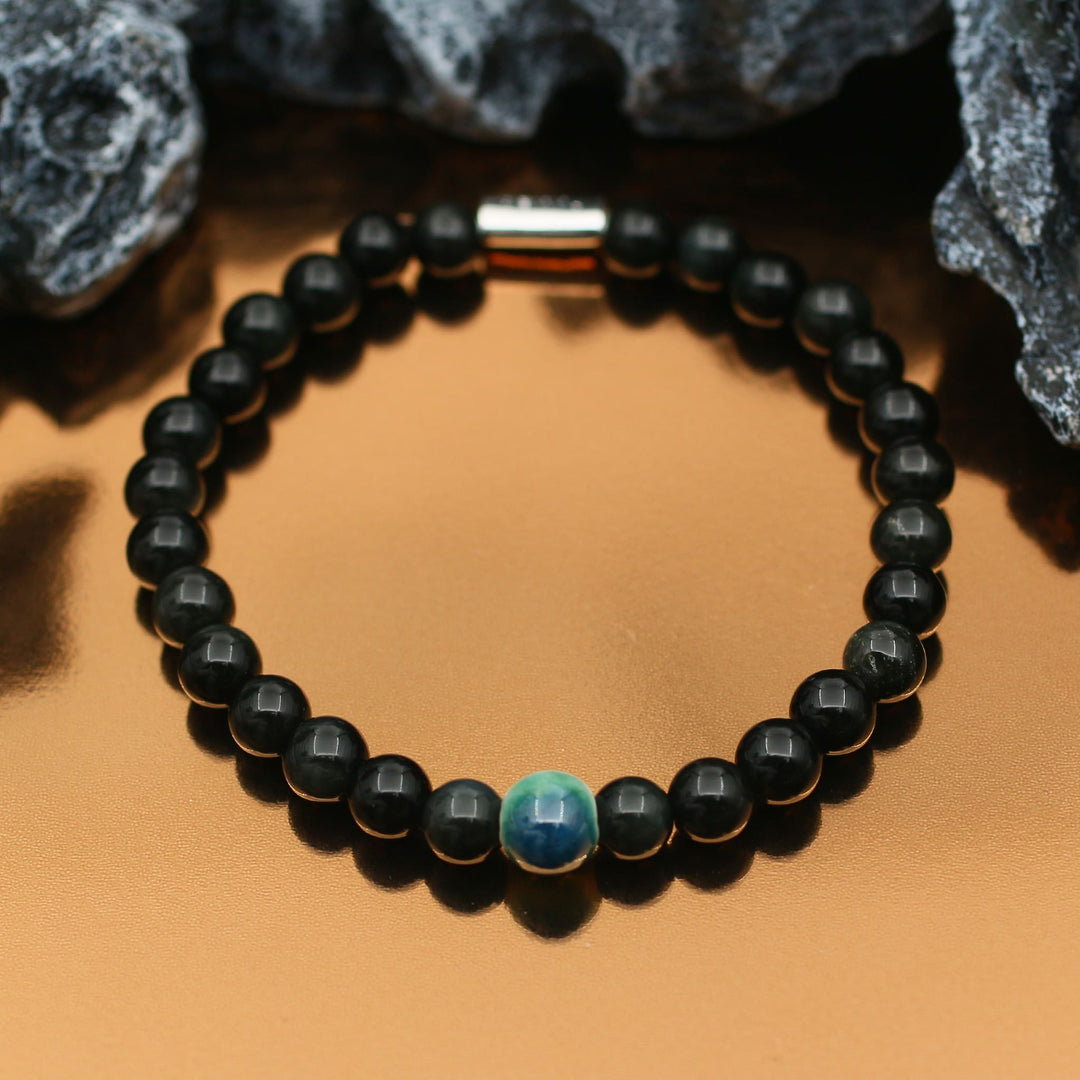 Reflection & Growth - Silver Obsidian Evil Eye Bracelet Ⅰ