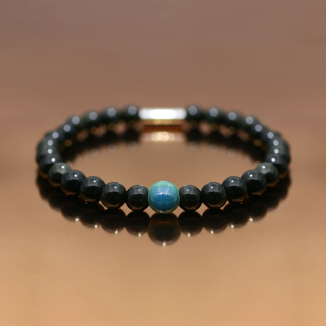 Reflection & Growth - Silver Obsidian Evil Eye Bracelet Ⅰ