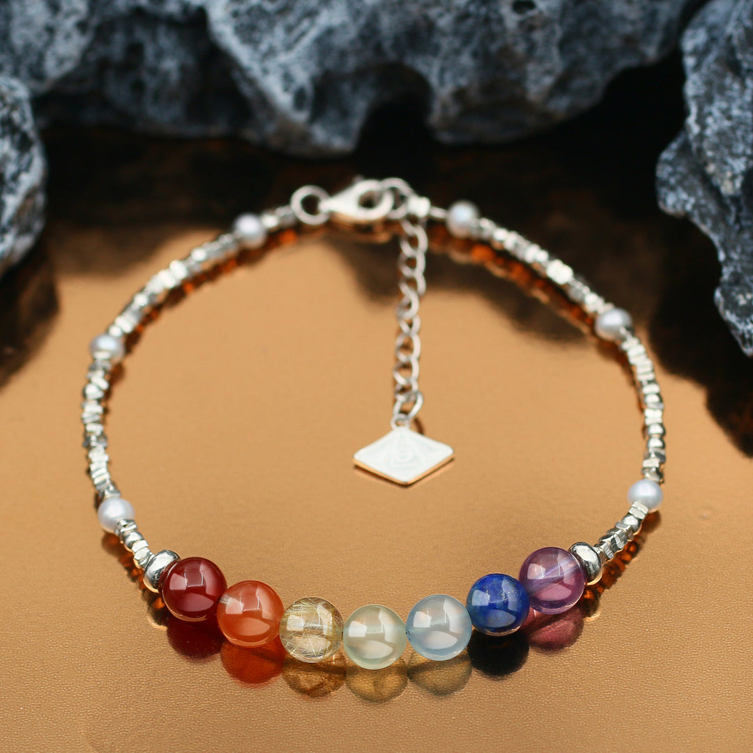 Vitality-Silver 7 Chakra Bracelet