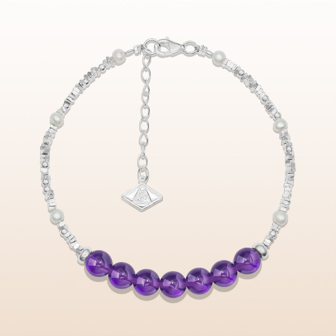 Vitality-Silver Amethyst Chakra Bracelet