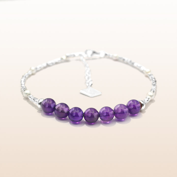 Vitality-Silver Amethyst Chakra Bracelet