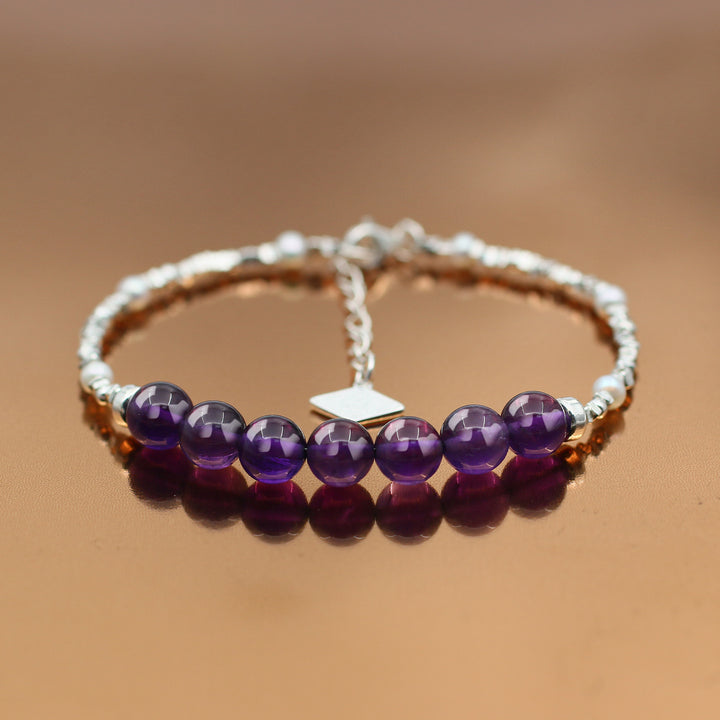 Vitality-Silver Amethyst Chakra Bracelet