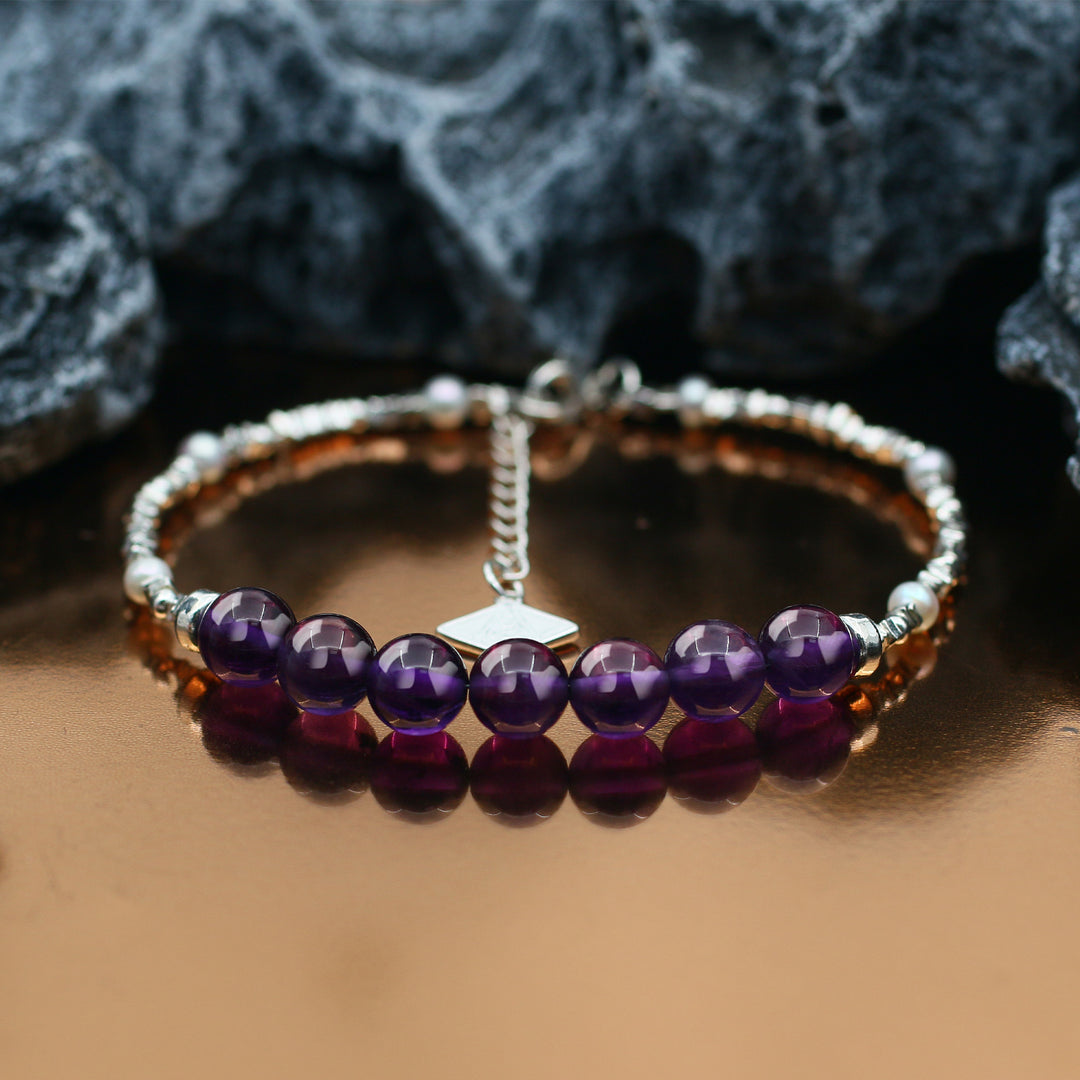 Vitality-Silver Amethyst Chakra Bracelet