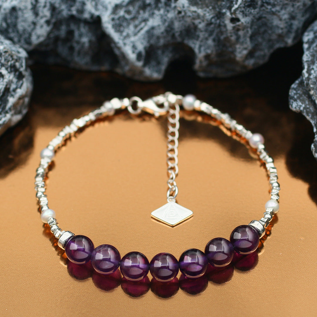 Vitality-Silver Amethyst Chakra Bracelet