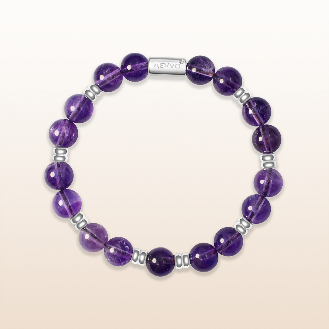 Silver Amethyst Crown Chakra Bracelet