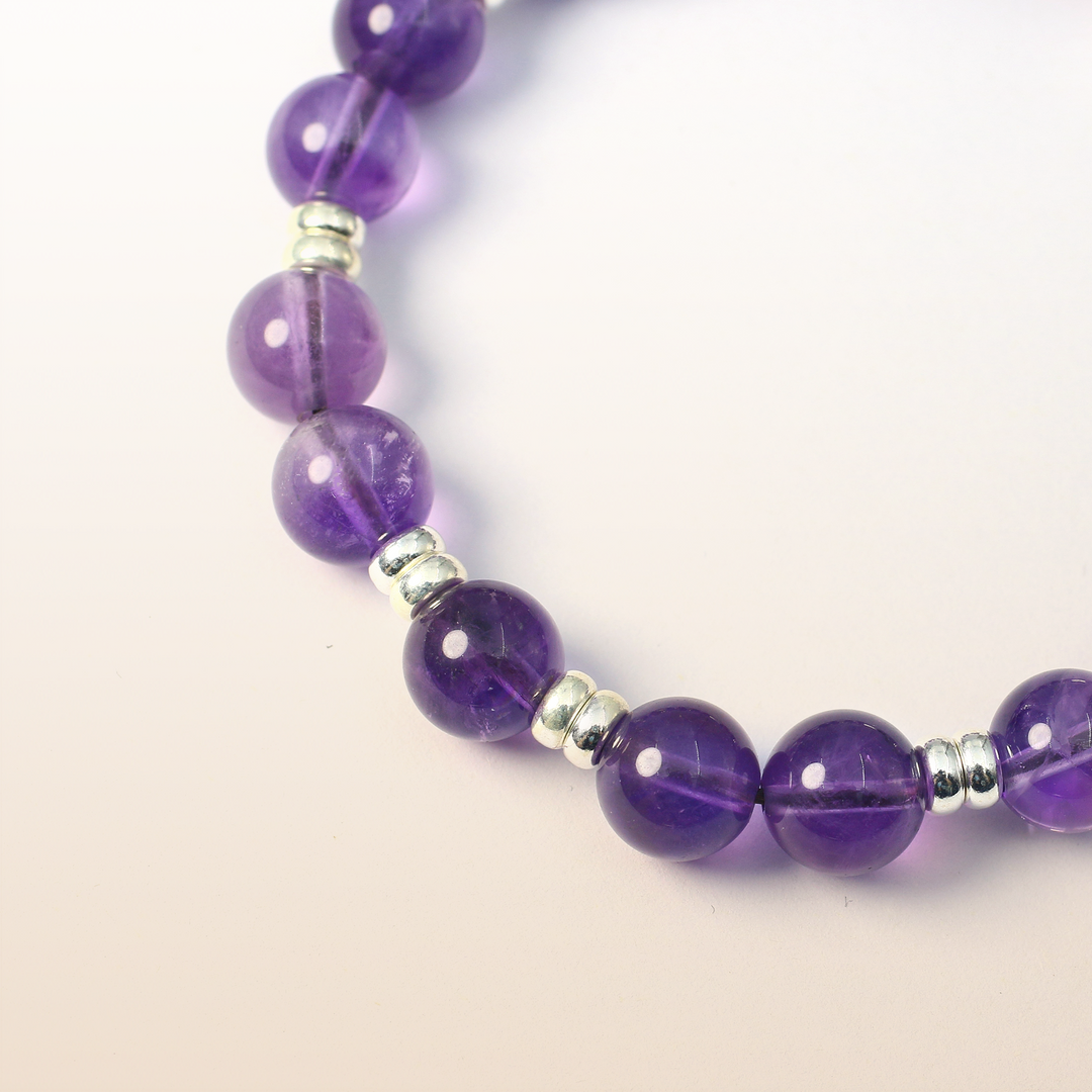 Silver Amethyst Crown Chakra Bracelet